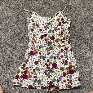 Divided Floral Print Jumpsuit - Multicolor